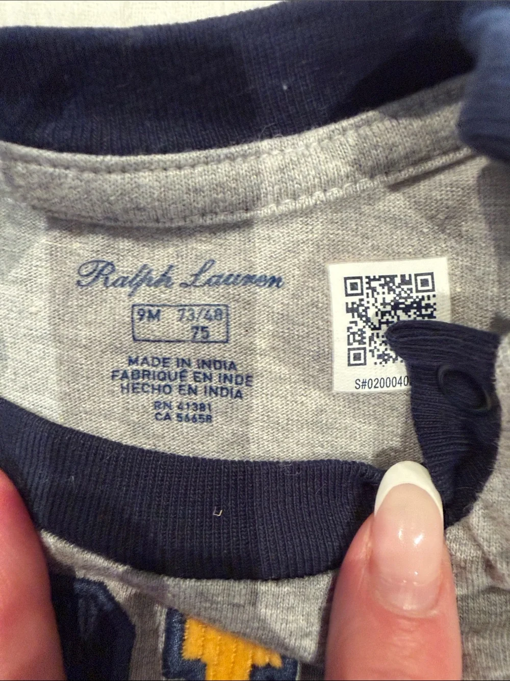 Ralph Lauren Gray Top with Navy Pants Baby Set 9M